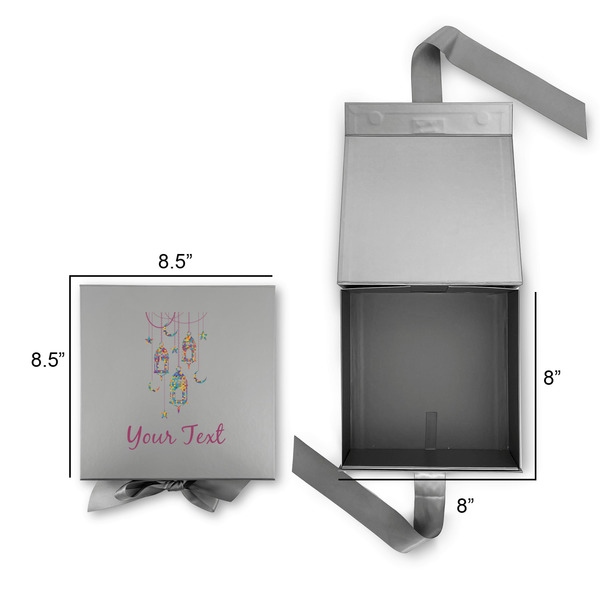 Hanging Lanterns Gift Boxes with Magnetic Lid - Silver - Open & Closed