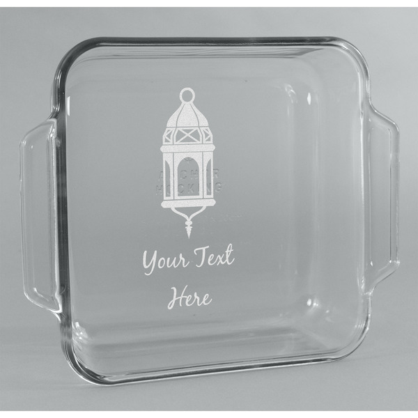 Custom Hanging Lanterns Glass Cake Dish - 8in x 8in