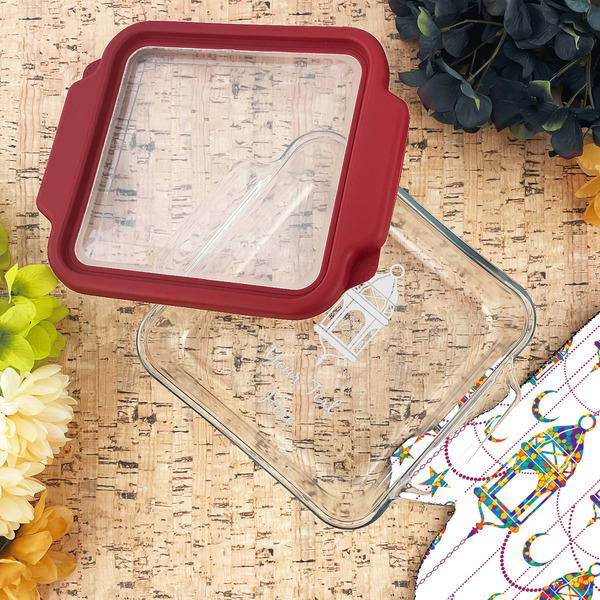 Hanging Lanterns Glass Cake Dish - LIFESTYLE (8x8)