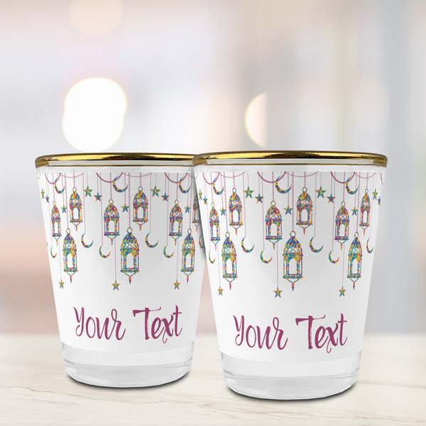 Hanging Lanterns Glass Shot Glass - with gold rim - LIFESTYLE