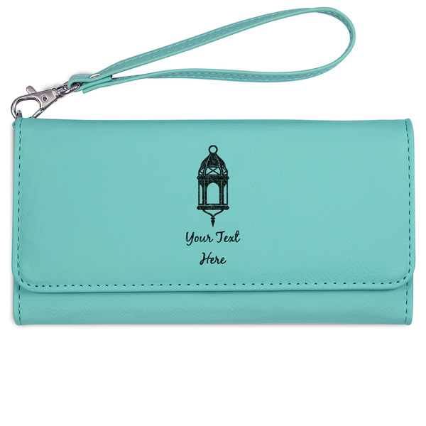 Hanging Lanterns Ladies Wallet - Leather - Teal - Front View