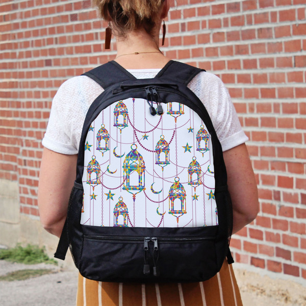 Hanging Lanterns Large Backpack - Black - On Back