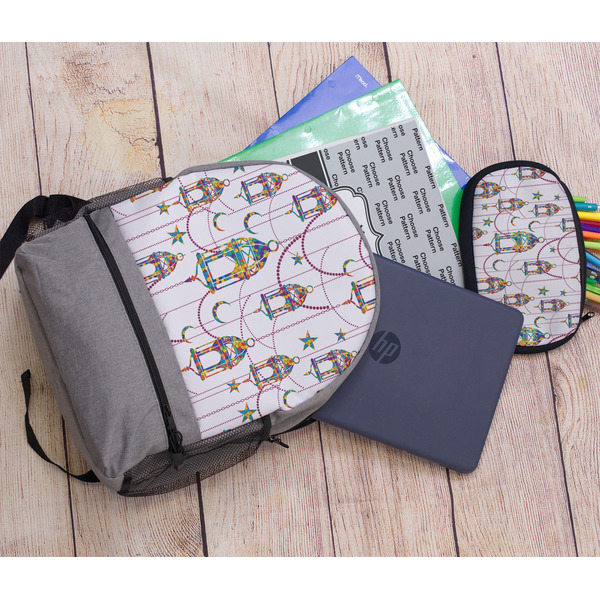 Hanging Lanterns Large Backpack - Gray - With Stuff