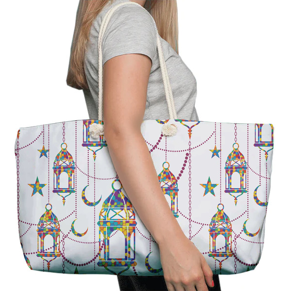 Hanging Lanterns Large Rope Tote Bag - In Context View