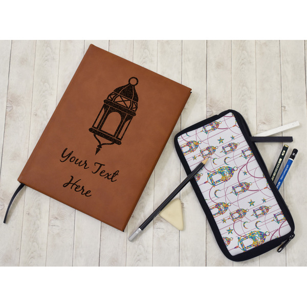 Hanging Lanterns Leather Sketchbook - Large - Single Sided - In Context