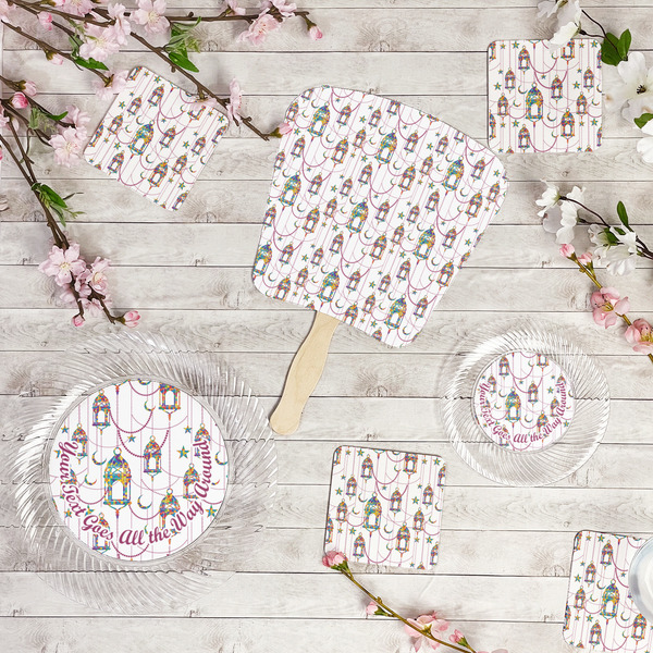 Hanging Lanterns Party Supplies Combination Image - All items - Plates, Coasters, Fans