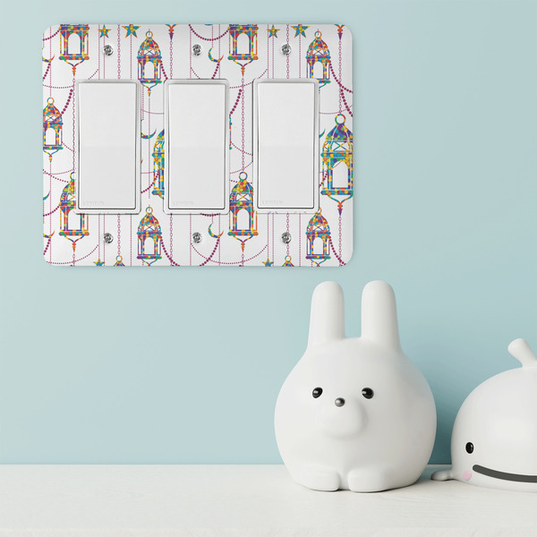 Hanging Lanterns Rocker Light Switch Covers - Triple - IN CONTEXT