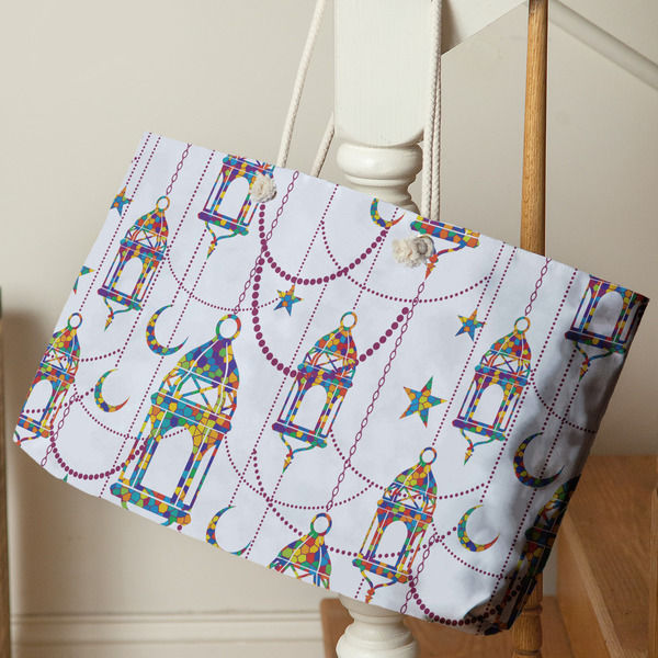 Hanging Lanterns Large Rope Tote - Life Style