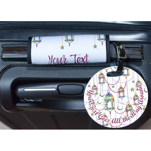 Hanging Lanterns Round Luggage Tag & Handle Wrap - In Context