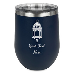 Hanging Lanterns Stemless Stainless Steel Wine Tumbler - Navy - Double Sided