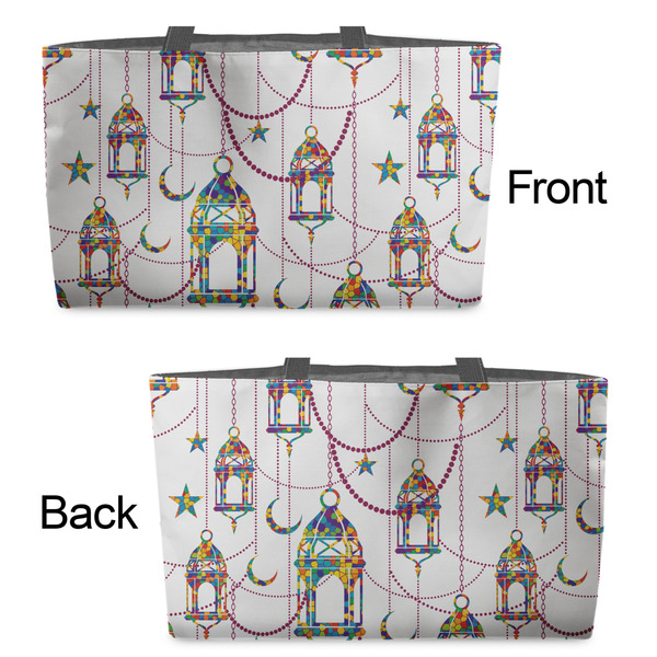 Hanging Lanterns Tote w/Black Handles - Front & Back Views