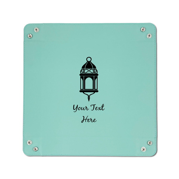 Moroccan Lanterns 6" x 6" Teal Leatherette Snap Up Tray - APPROVAL