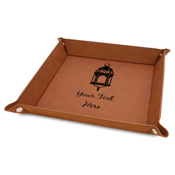 Hanging Lanterns 9" x 9" Faux Leather Valet Tray