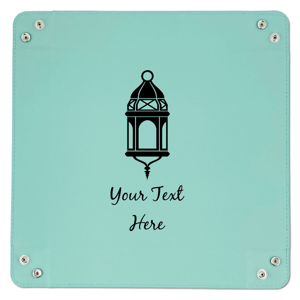 Moroccan Lanterns 9" x 9" Teal Leatherette Snap Up Tray - APPROVAL