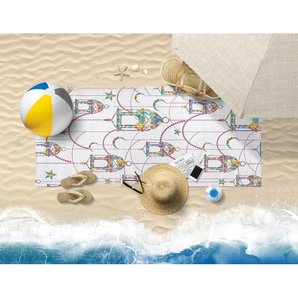 Moroccan Lanterns Beach Towel Lifestyle