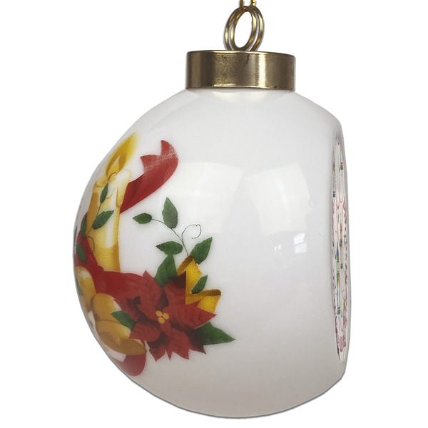 Moroccan Lanterns Ceramic Christmas Ornament - Poinsettias (Side View)