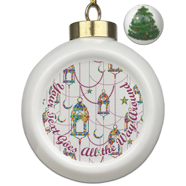 Custom Hanging Lanterns Ceramic Ball Ornament - Christmas Tree
