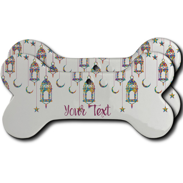 Custom Hanging Lanterns Ceramic Dog Ornament - Front & Back