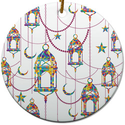 Hanging Lanterns Round Ceramic Ornament