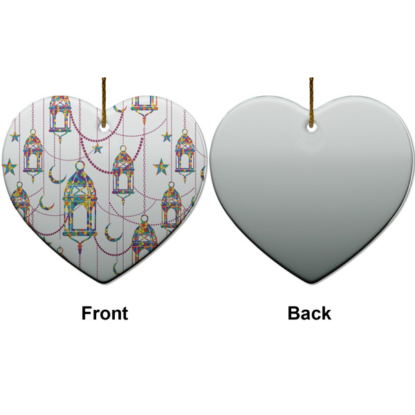 Moroccan Lanterns Ceramic Flat Ornament - Heart Front & Back (APPROVAL)