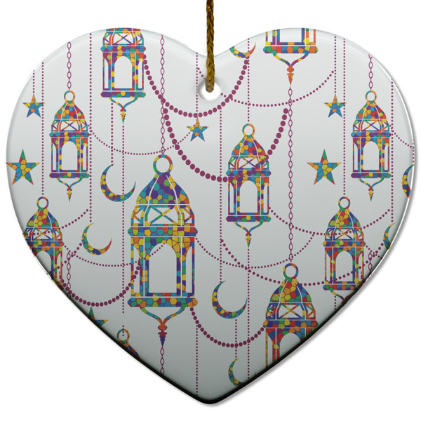 Moroccan Lanterns Ceramic Flat Ornament - Heart (Front)