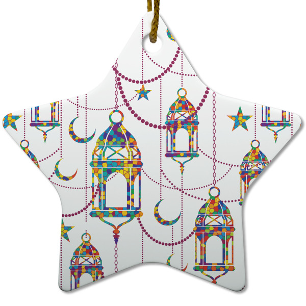 Moroccan Lanterns Ceramic Flat Ornament - Star (Front)