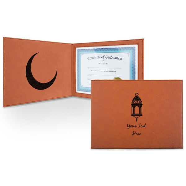 Custom Hanging Lanterns Leatherette Certificate Holder - Front and Inside