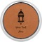 Moroccan Lanterns Cognac Leatherette Round Coasters w/ Silver Edge - Single