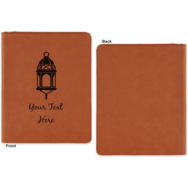 Moroccan Lanterns Cognac Leatherette Zipper Portfolios with Notepad - Single Sided - Apvl