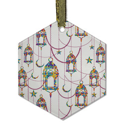 Hanging Lanterns Flat Glass Ornament - Hexagon