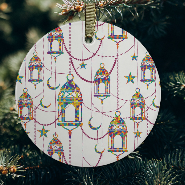 Moroccan Lanterns Frosted Glass Ornament - Round (Lifestyle)