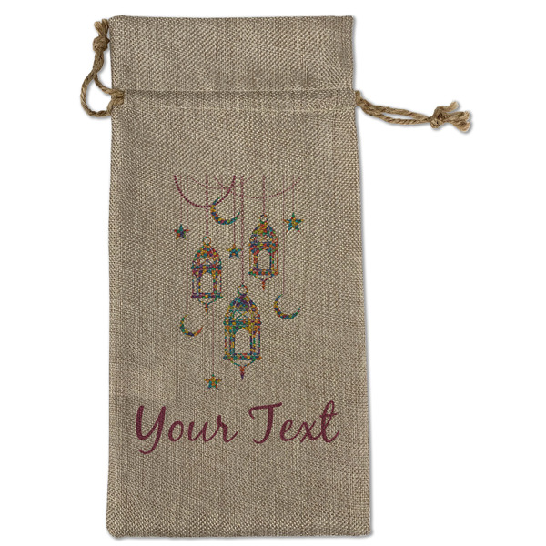 Custom Hanging Lanterns Large Burlap Gift Bag - Front