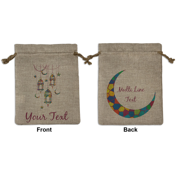 Custom Hanging Lanterns Medium Burlap Gift Bag - Front & Back