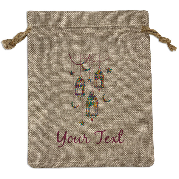 Custom Hanging Lanterns Medium Burlap Gift Bag - Front