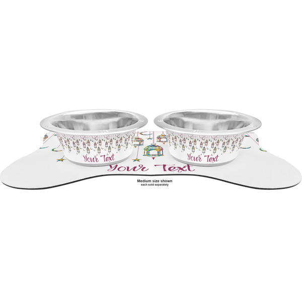 Arabian Lamps Metal Pet Bowls - On Dog Bone Shaped Mat