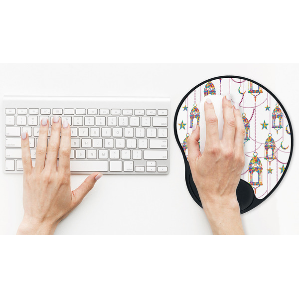 Moroccan Lanterns Mouse Pad with Wrist Rest - LIFESYTLE 2 (in use)