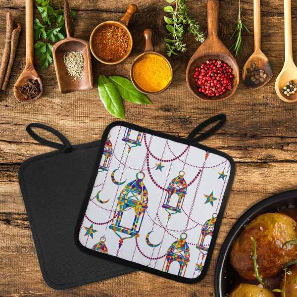 Moroccan Lanterns Neoprene Pot Holder - Set of 2  LIFESTYLE (Flatlay)