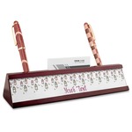 Hanging Lanterns Red Mahogany Nameplate with Business Card Holder