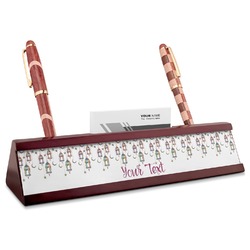 Hanging Lanterns Red Mahogany Nameplate with Business Card Holder