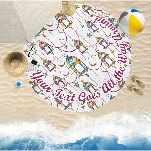 Moroccan Lanterns Round Beach Towel Lifestyle