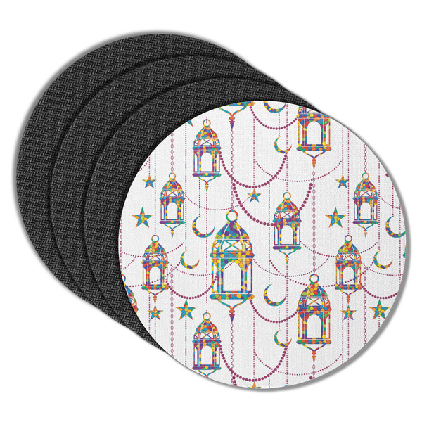 Custom Hanging Lanterns Round Rubber Backed Coasters - Set of 4