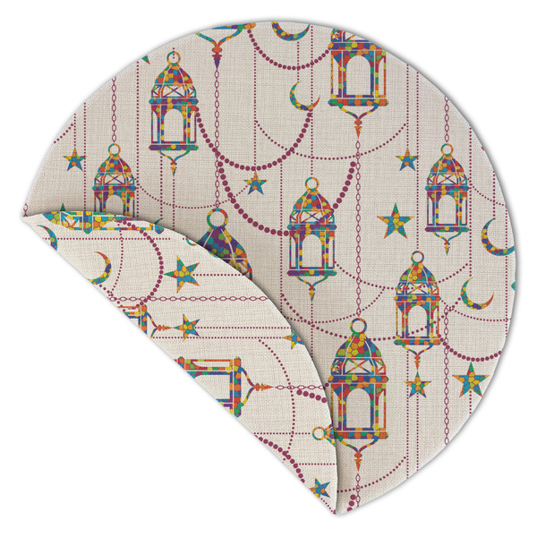 Moroccan Lanterns Round Linen Placemats - Front (folded corner double sided)