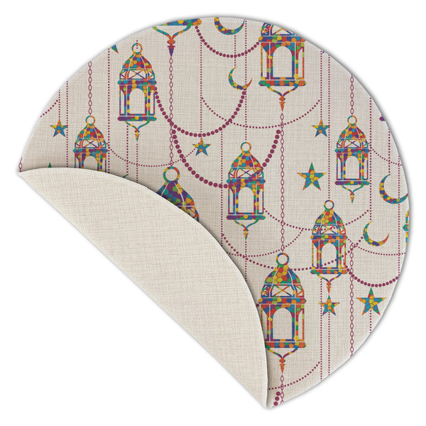 Moroccan Lanterns Round Linen Placemats - Front (folded corner single sided)
