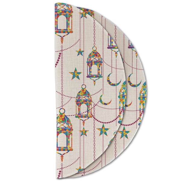 Moroccan Lanterns Round Linen Placemats - HALF FOLDED (double sided)
