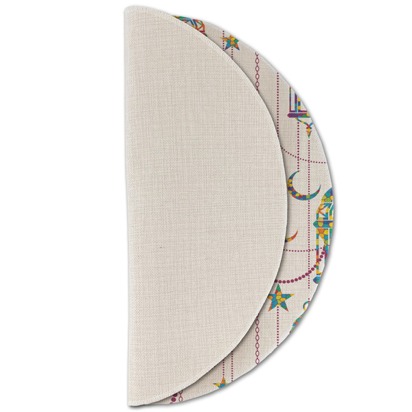 Moroccan Lanterns Round Linen Placemats - HALF FOLDED (single sided)