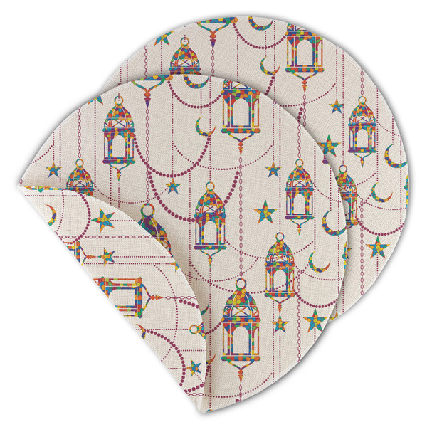 Moroccan Lanterns Round Linen Placemats - MAIN (Double-Sided)