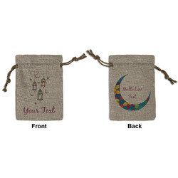 Hanging Lanterns Small Burlap Gift Bag - Front & Back