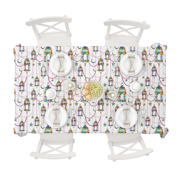 Moroccan Lanterns Tablecloths (58"x102") - TOP VIEW (with plates)