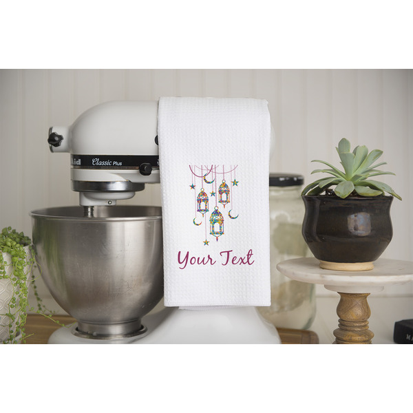 Hanging Lanterns Waffle Weave Towel - Lifestyle - Partial Print