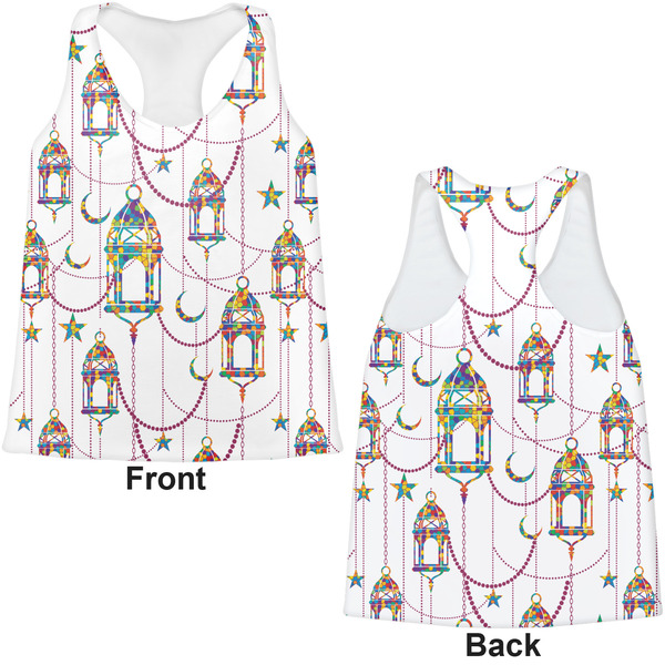 Moroccan Lanterns Womens Racerback Tank Tops - Medium - Front and Back